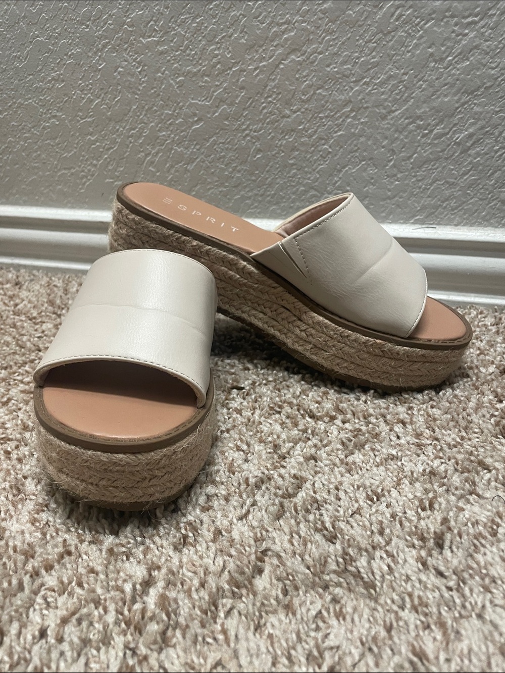Esprit Cream Platform Espadrille Slides